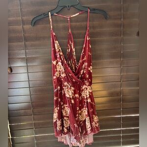 Burgundy floral romper